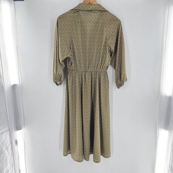 VINTAGE 1975S/1980S NOVELTY PRINT DRESS single stitch Union Made Half Button - Picture 4 of 7